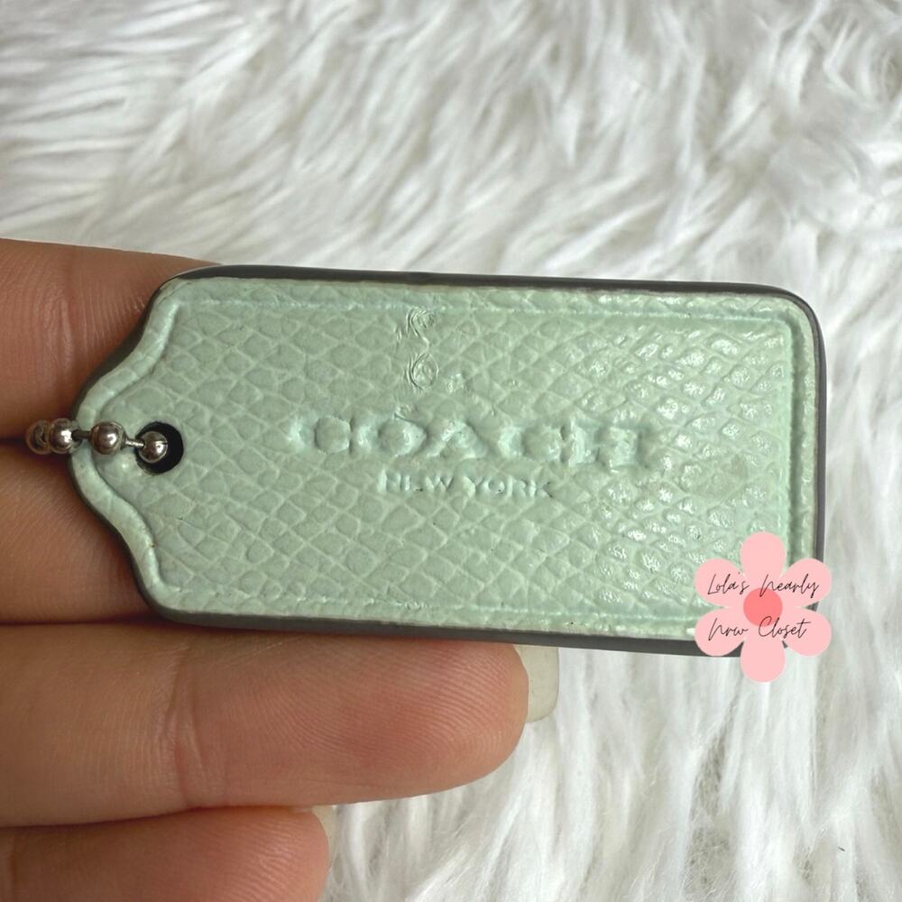 1.5" COACH Mint Green Fob Bag Charm Hang tag Hangtag